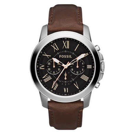 Montre Homme Fossil FS4813 - Collection  GRANT style Mode avec cuir et acier - Mouvement Quartz - Chronographe