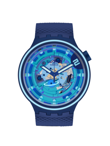 Montre Homme Swatch Big Bold Planets Second Home Bleu Squelette - SB01N101