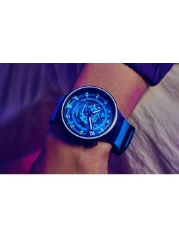 Montre Homme Swatch Big Bold Planets Second Home Bleu Squelette - SB01N101