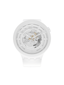 Montre Unisexe Swatch Bioceramic C-White Blanche Big Bold Squelette - SB03W100