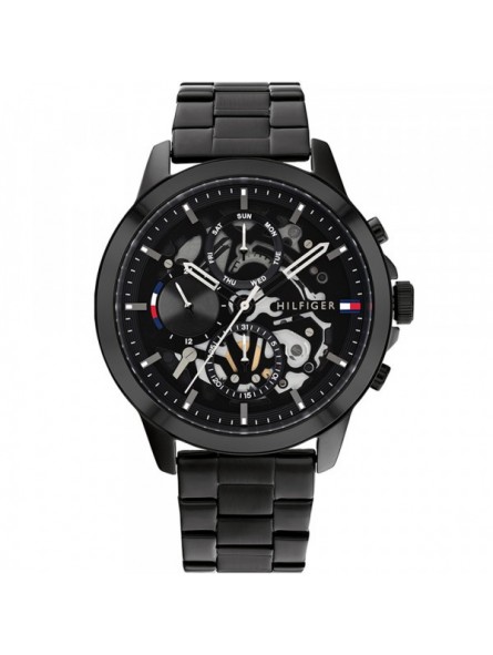 Tommy Hilfiger - Montre Homme - Henry - Multifonction - Cadran Coeur Ouvert - Bracelet Acier Noir - Ref 1710478