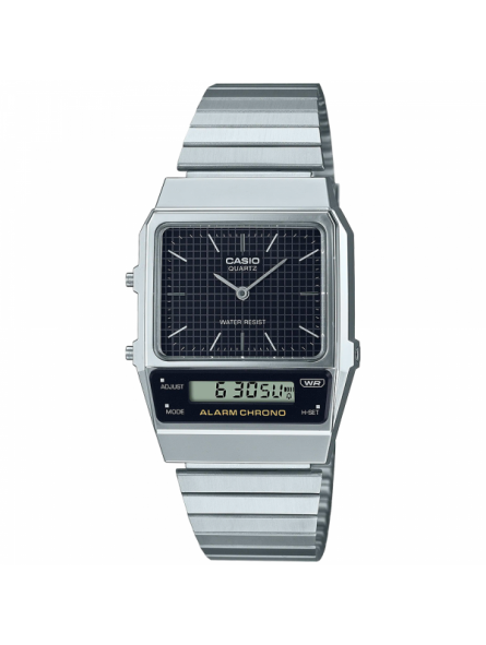 Casio - Montre Vintage mixte - Boitier plastique et bracelet Métal Argenté - Ref AQ-800E-1AEF