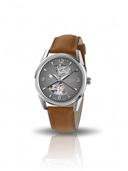Montre Homme LIP Himalaya 40 Sablier Cadran Gris Cuir Marron- 671572