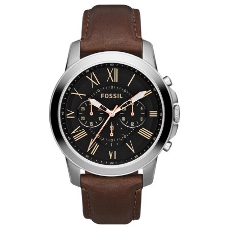 Montre Homme Fossil FS4813 - Collection  GRANT style Mode avec cuir et acier - Mouvement Quartz - Chronographe
