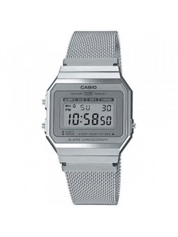 Montre Femme Casio Vintage en Résine Argenté Ref A700WEM-7AEF