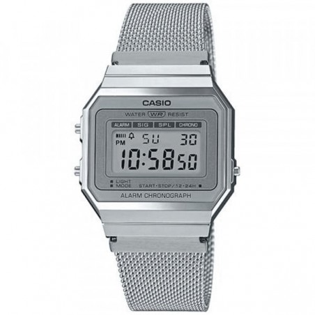 Montre Femme Casio Vintage en Résine Argenté Ref A700WEM-7AEF