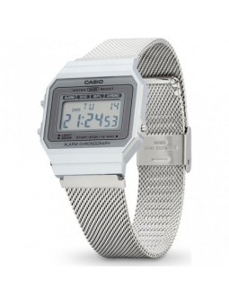 Montre Femme Casio Vintage en Résine Argenté Ref A700WEM-7AEF