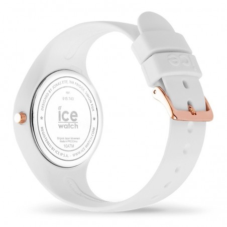 Ice Watch - Montre Femme - Boîtier Acier Rose - Bracelet Silicone Blanc - Ref 015743