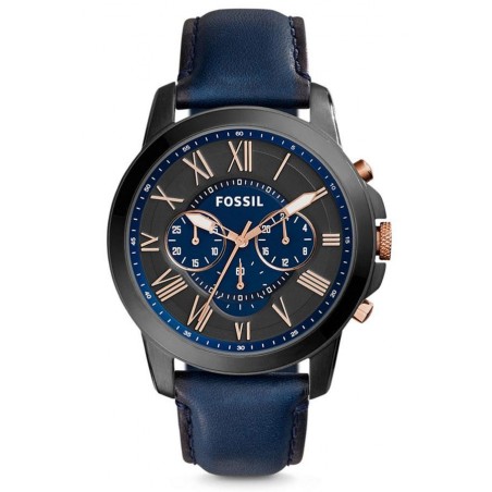 Montre Homme Fossil FS5061 - Collection BLUE GRANT style Mode avec cuir et acier - Mouvement Quartz - Chronographe