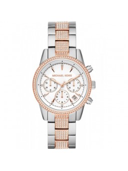 Montre Femme Michael Kors Ritz en Acier Argenté et Doré Rose Ref MK6651