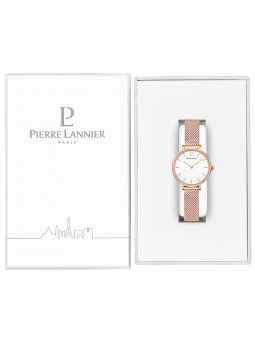 Montre Femme Pierre Lannier Nova Blanc Or Rose Milanais - 014J928
