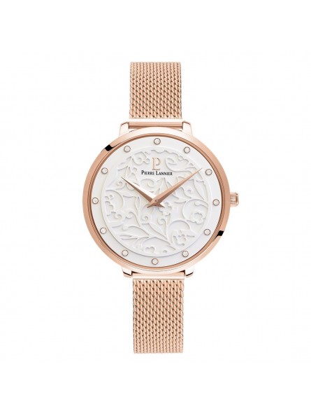 Montre Femme Pierre Lannier Eolia Cadran Blanc Acier Or Rose - 039L908