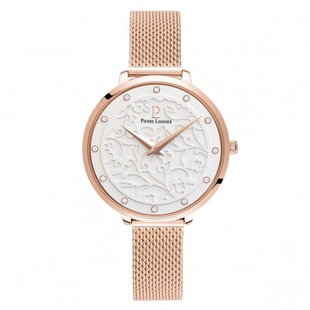 Montre Femme Pierre Lannier Eolia Cadran Blanc Acier Or Rose - 039L908