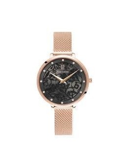Montre Femme Pierre Lannier Eolia Cadran Noir Mailles Or Rose - 039L938