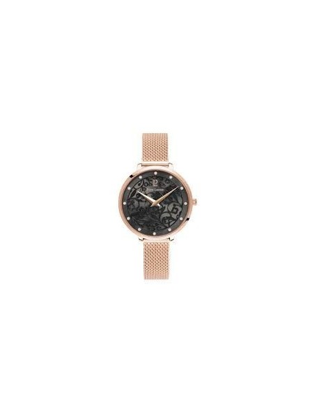 Montre Femme Pierre Lannier Eolia Cadran Noir Mailles Or Rose - 039L938