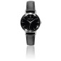 Pierre Lannier - Montre Multiples Femme - Boîtier Acier Argenté - Bracelet Cuir Noir - Ref 009M633