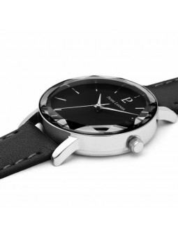 Pierre Lannier - Montre Multiples Femme - Boîtier Acier Argenté - Bracelet Cuir Noir - Ref 009M633