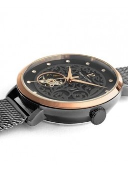 Pierre Lannier - Montre Eolia Femme - Boitier Acier Doré Rose - Bracelet Acier Noir - Ref 310F988