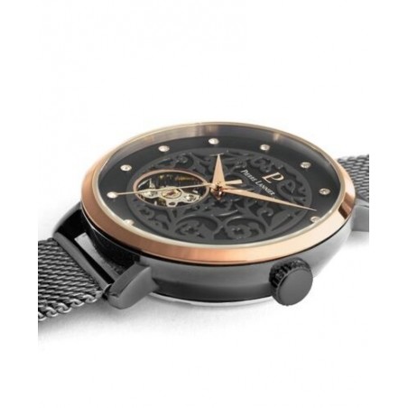 Pierre Lannier - Montre Eolia Femme - Boitier Acier Doré Rose - Bracelet Acier Noir - Ref 310F988