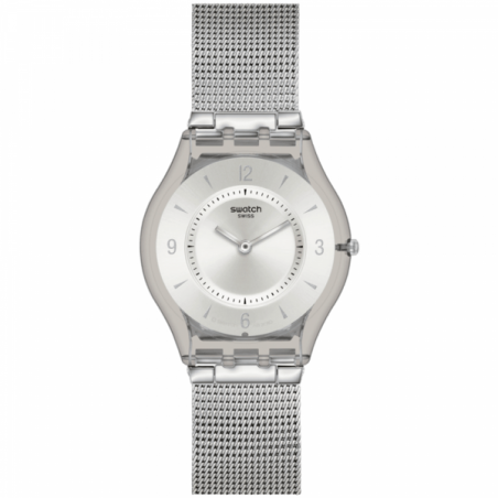 Montre Femme Swatch Skin Classic Biosourced en Métal Argenté Ref SS08M100M