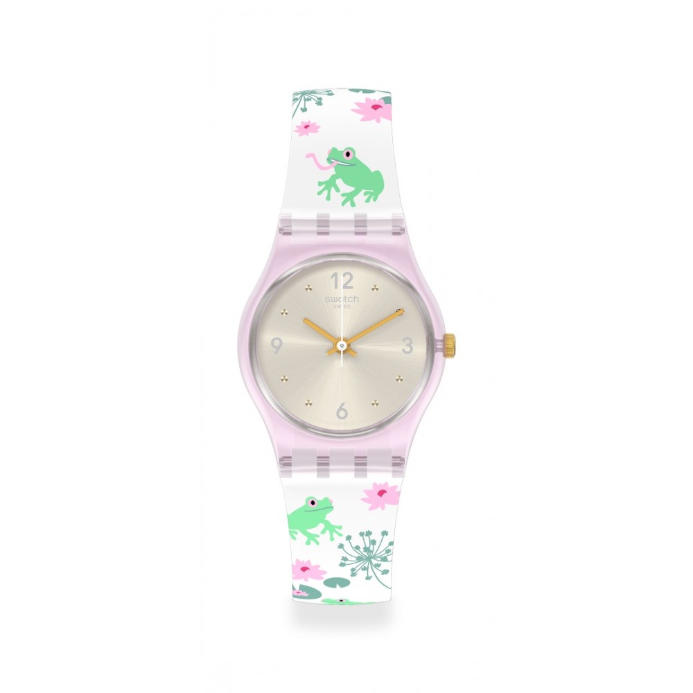 Montre Femme Swatch Lovely Garden Enchanted Pond Rose Blanche - LP160