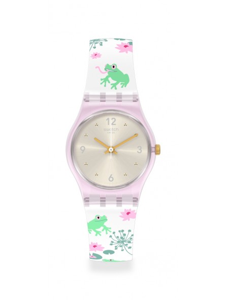 Montre Femme Swatch Lovely Garden Enchanted Pond Rose Blanche - LP160