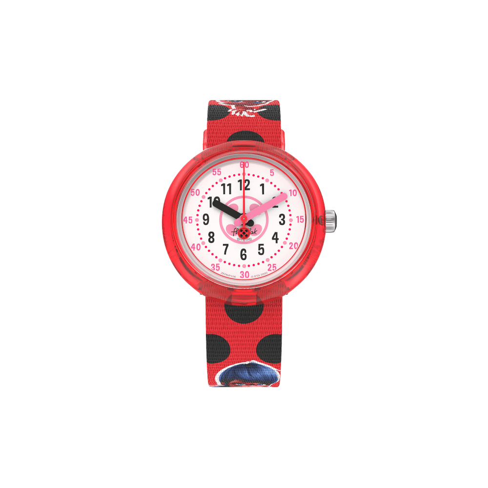 Montre Enfant Flik Flak Miraculous Ladybug en Nylon Rouge Ref FPNP106