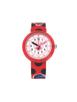 Montre Enfant Flik Flak Miraculous Ladybug en Nylon Rouge Ref FPNP106