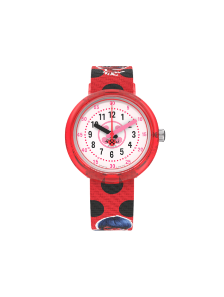 Montre Enfant Flik Flak Miraculous Ladybug en Nylon Rouge Ref FPNP106