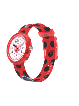 Montre Enfant Flik Flak Miraculous Ladybug en Nylon Rouge Ref FPNP106