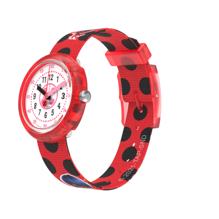Montre Enfant Flik Flak Miraculous Ladybug en Nylon Rouge Ref FPNP106