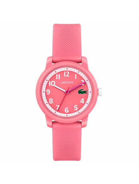Lacoste - Montre 12.12 Kids Enfant - Boitier Résine Rose - Bracelet Plastique Rose - Ref 2030040