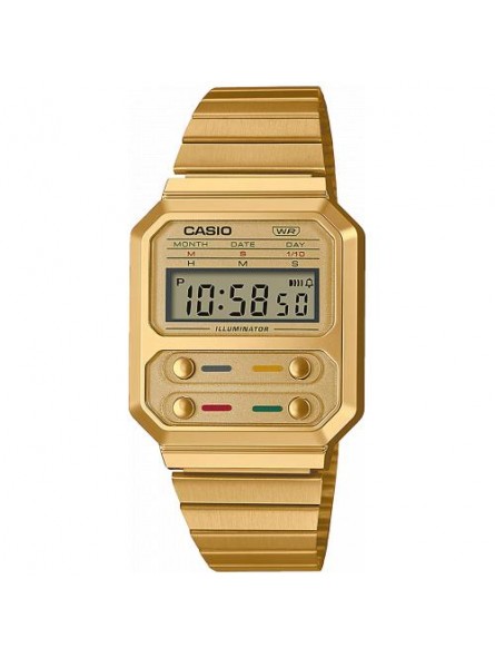 Montre Mixte CASIO Vintage en Acier Doré - A100WEG-9AEF