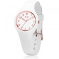 Montre Femme Ice Watch - Boîtier Acier Doré Rose - Bracelet Silicone Blanc - Réf. 015343