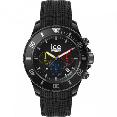 Montre Ice Watch Chrono Homme - Boitier Acier Noir - Bracelet Silicone Noir - Réf. 019842