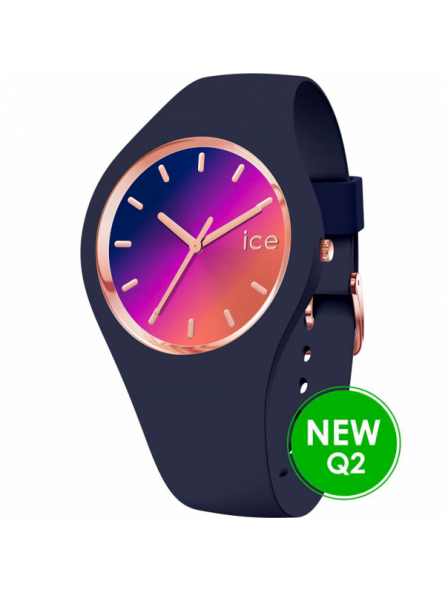 Ice Watch - Montre Ice Sunset Femme - Boitier Métal Bleu - Bracelet Silicone Bleu - Ref 020641