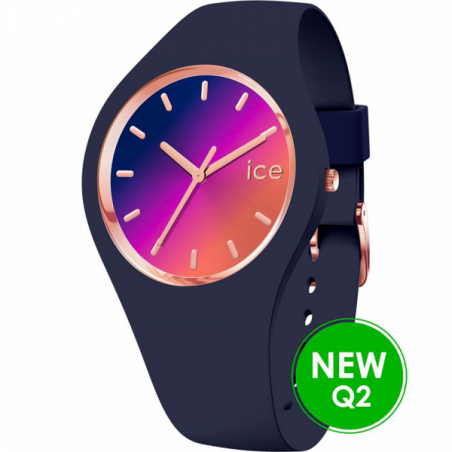 Ice Watch - Montre Ice Sunset Femme - Boitier Métal Bleu - Bracelet Silicone Bleu - Ref 020641