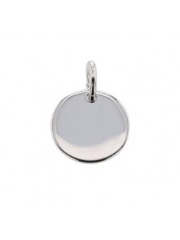 Médaille Ronde Gravee Argent Rhodie 925 1011440 - Marque Collection Elsass Bijouterie   - Couleur Blanc