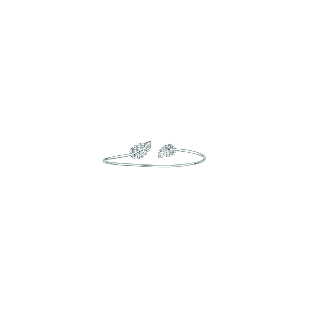 Bracelet Jonc "Plumes" Argent 1019067 - Marque Collection Elsass Bijouterie  Argent 925/1000 - Couleur Blanc Oxyde De Zirconium