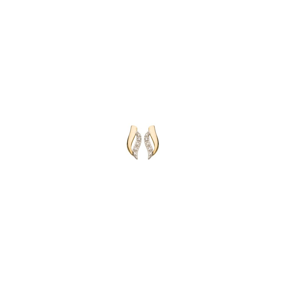 Boucles D'Oreilles Fantaisie, Diamant 0,01 Ct, Or Jaune 9K 1010358 - Marque Collection Elsass Bijouterie