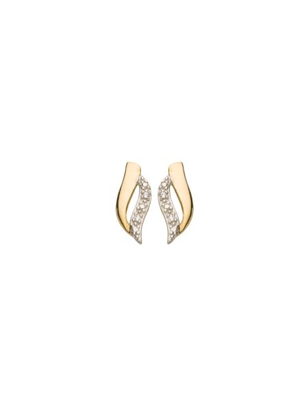 Boucles D'Oreilles Fantaisie, Diamant 0,01 Ct, Or Jaune 9K 1010358 - Marque Collection Elsass Bijouterie