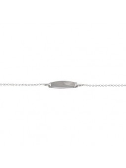Bracelet Identite Plaque Ovale 14 Cm Or Blanc 9K 1010993 - Marque Collection Elsass Bijouterie