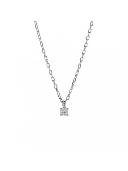 Collier Or Blanc Solitaire 4 Griffes Diamant Hp2 0,05 Ct 1008260 - Marque Collection Elsass Bijouterie  Or 375/1000  Diamant