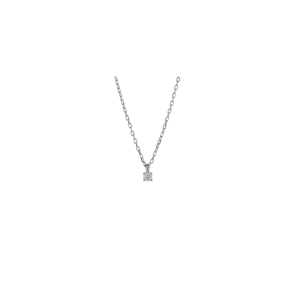 Collier Or Blanc Solitaire 4 Griffes Diamant Hp2 0,05 Ct 1008260 - Marque Collection Elsass Bijouterie  Or 375/1000  Diamant