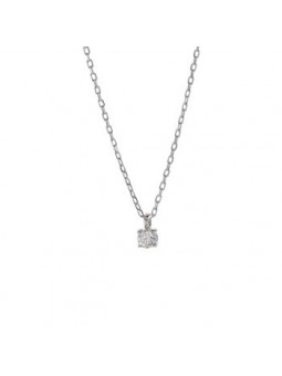 Collier Solitaire Diamant 0,09 Ct Or Blanc 9K 1008262 - Marque Collection Elsass Bijouterie  Or 375/1000  Diamant