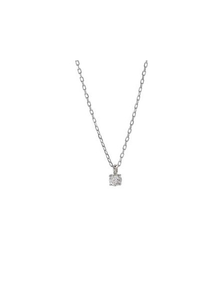 Collier Solitaire Diamant 0,09 Ct Or Blanc 9K 1008262 - Marque Collection Elsass Bijouterie  Or 375/1000  Diamant