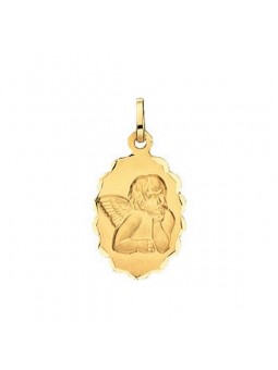 Pendentif Médaille Ange Ovale Dentelee 1000735 - Marque Collection Elsass Bijouterie  Or 750/1000 - Couleur Jaune -