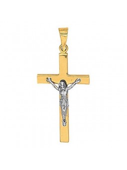 Boucles D'Oreilles Croix Christ 2 Ors 1000831 - Marque Collection Elsass Bijouterie  Or 750/1000 - Couleur Bicolore -