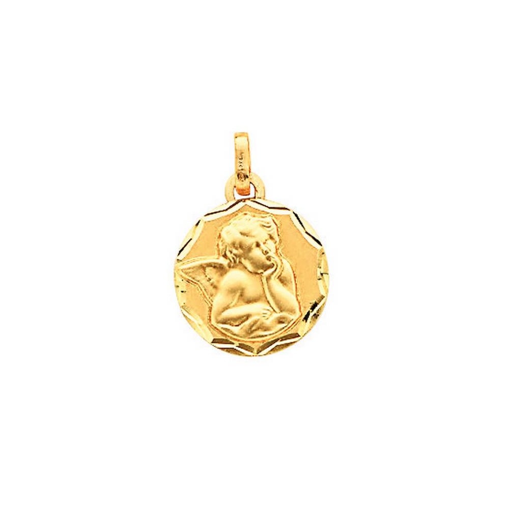 Pendentif Médaille Ange Ronde 1000747 - Marque Collection Elsass Bijouterie  Or 750/1000 - Couleur Jaune