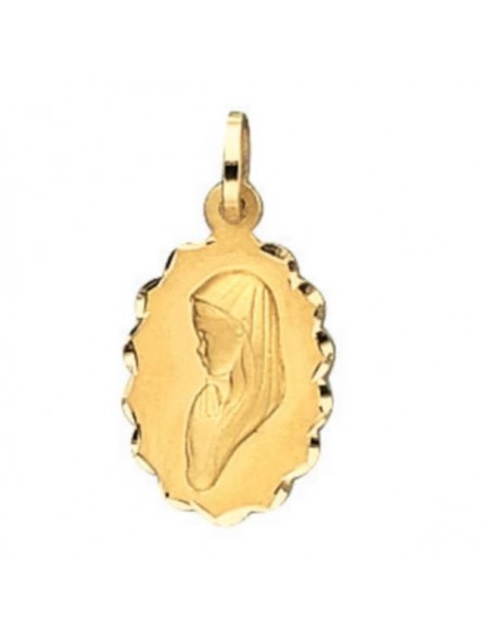 Pendentif Médaille Vierge Ovale Dentelee/Bapt 06 1000773 - Marque Collection Elsass Bijouterie  Or 750/1000 - Couleur Jaune -